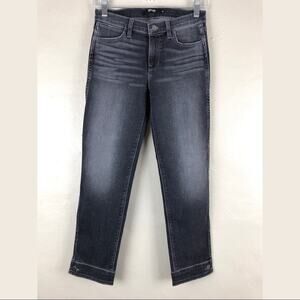 Hudson Ramble Gray Black Nico Button Cuff Zip Mid-Rise Crop Cigarette Denim Jean